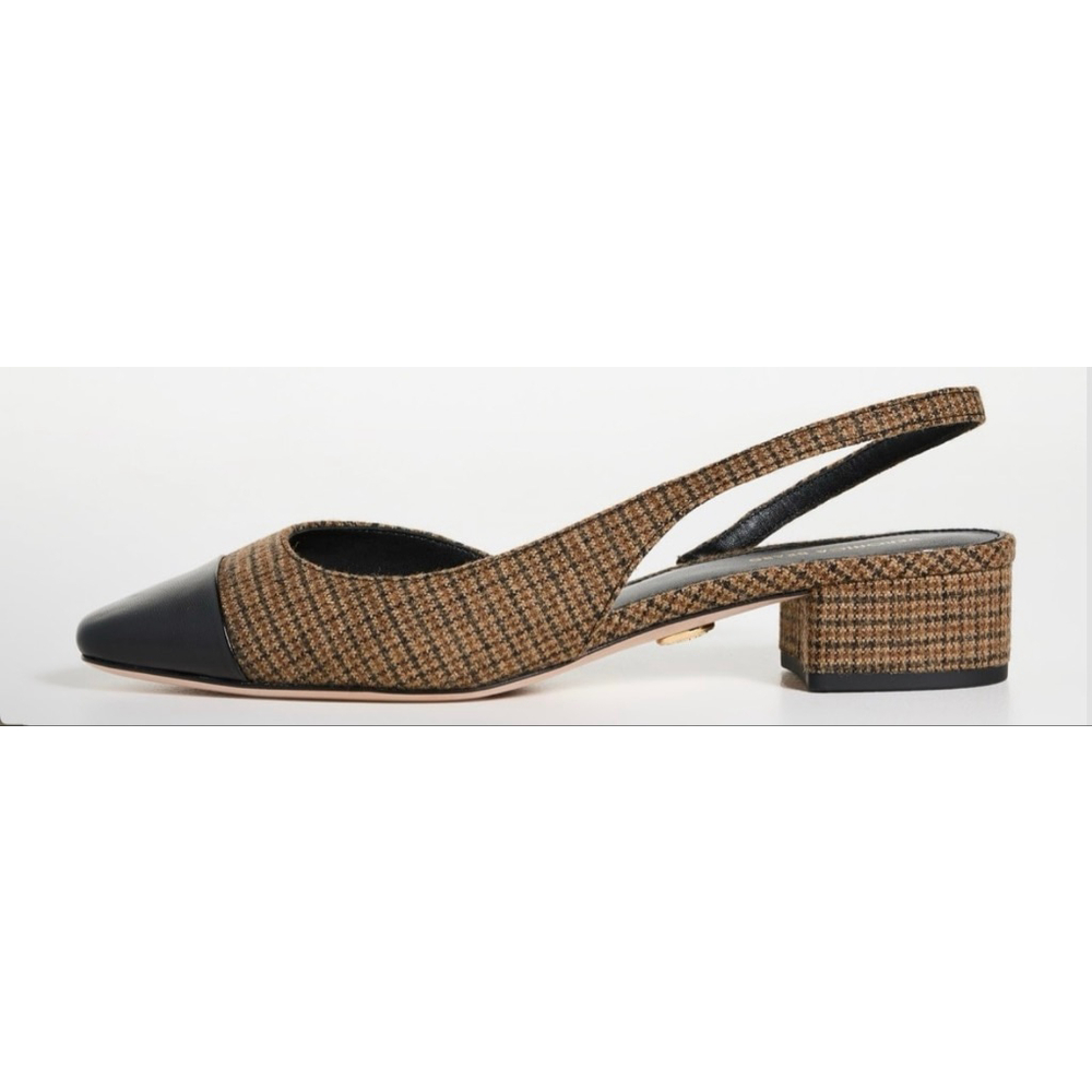 Veronica Beard Cecile Slingback Pumps 8.5 Brown Black Plaid New - Picture 4 of 9